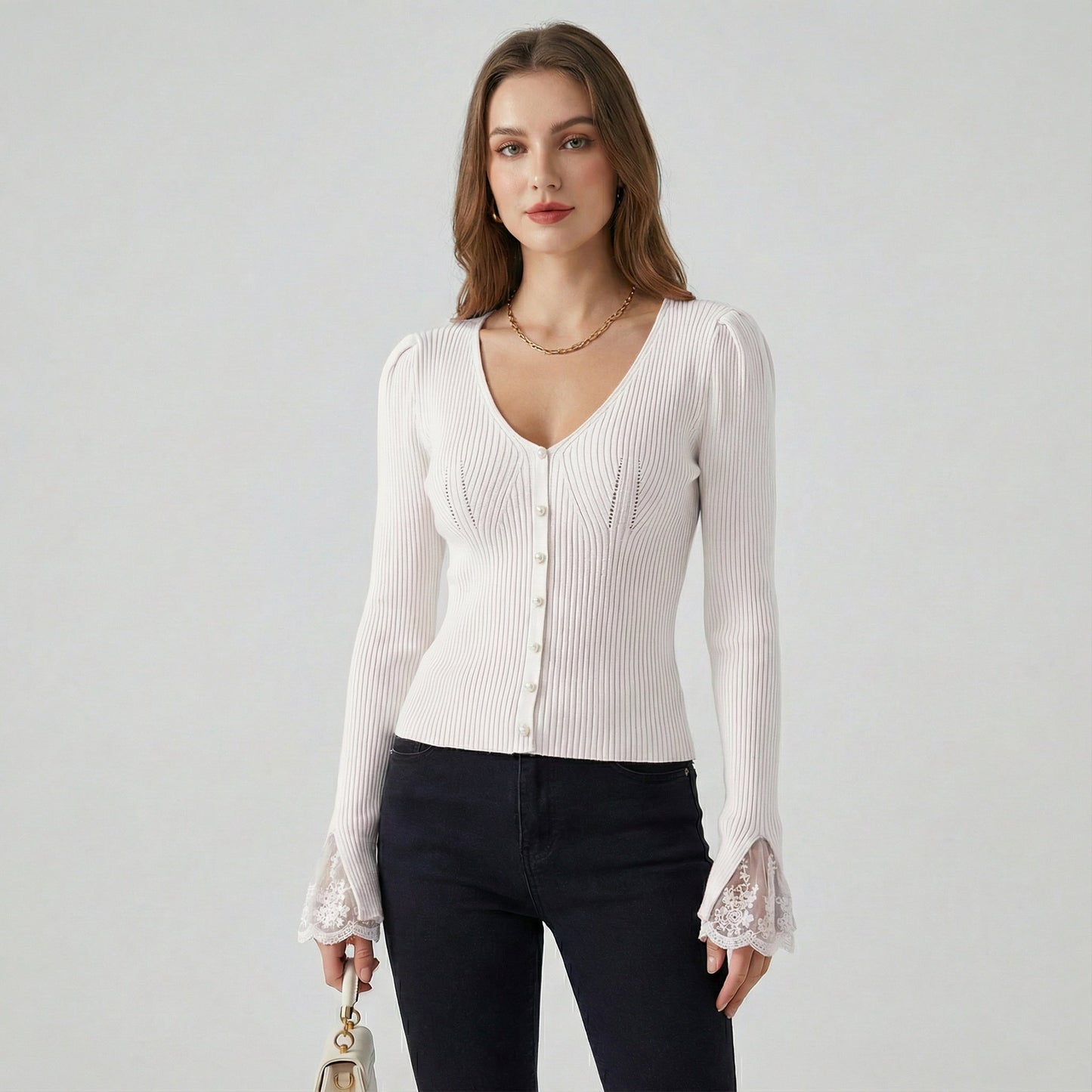 ELISE BELLE™║Maglione con maniche in pizzo