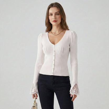 ELISE BELLE™║Maglione con maniche in pizzo