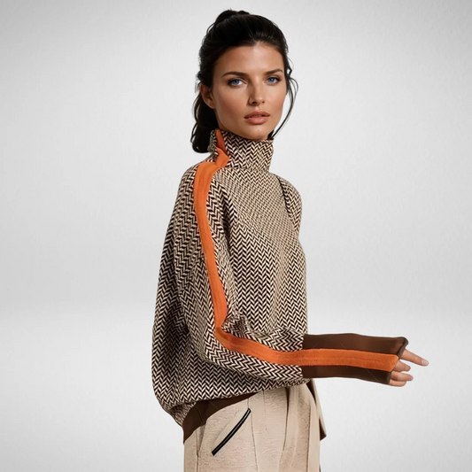 CLÉMENCE™║Suéter de cuello alto con rayas