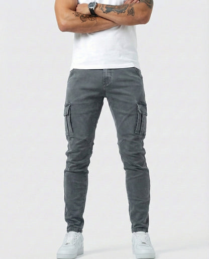 Pantaloni Cargo Blu Scuro Elasticizzati