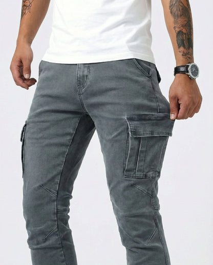 Pantaloni Cargo Blu Scuro Elasticizzati