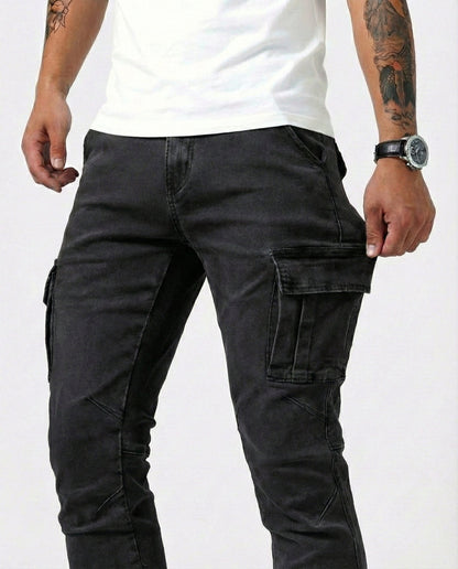 Pantaloni Cargo Blu Scuro Elasticizzati