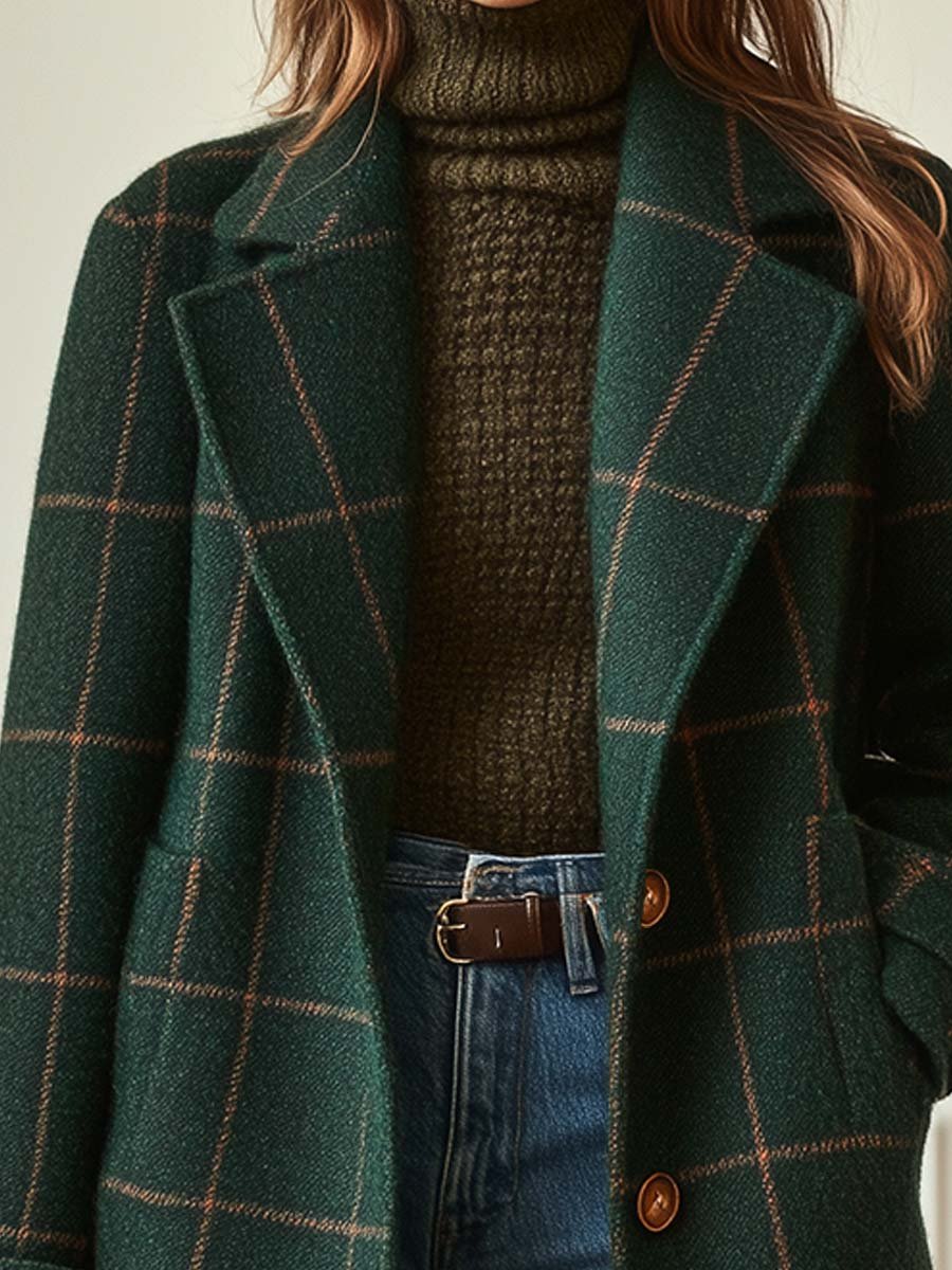 VALERIA™║Elegante cappotto di lana a quadri