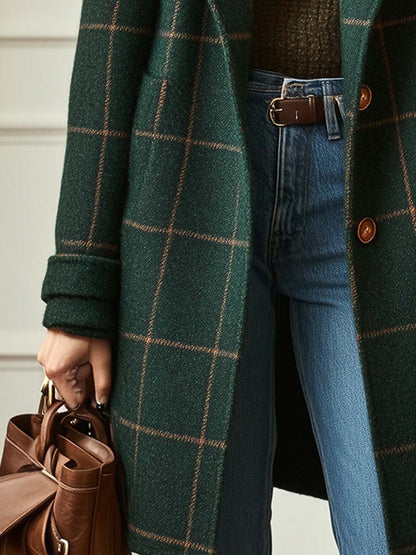 VALERIA™║Elegante cappotto di lana a quadri
