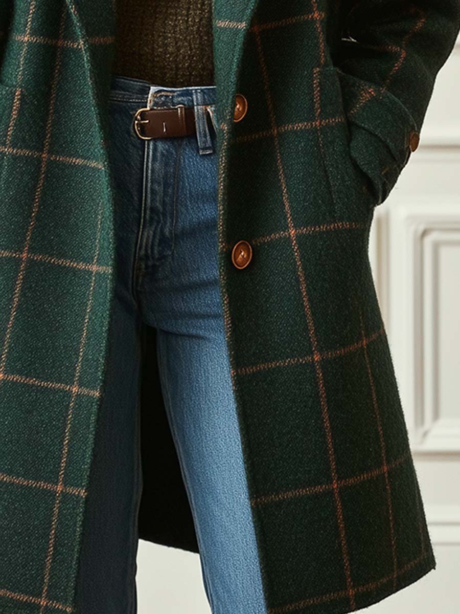 VALERIA™║Elegante cappotto di lana a quadri