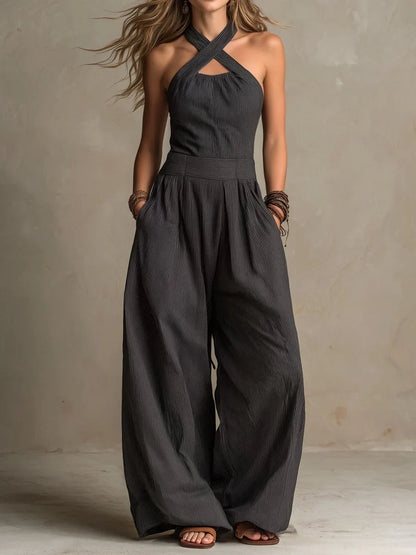 Bianca | Conjunto de lino y algodón con un elegante escote cruzado
