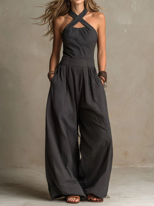Bianca | Conjunto de lino y algodón con un elegante escote cruzado